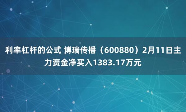 利率杠杆的公式 博瑞传播（600880）2月11日主力资金净买入1383.17万元