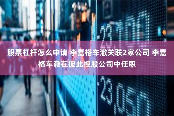 股票杠杆怎么申请 李嘉格车澈关联2家公司 李嘉格车澈在彼此控股公司中任职