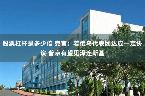 股票杠杆是多少倍 克宫：若俄乌代表团达成一定协议 普京有望见泽连斯基