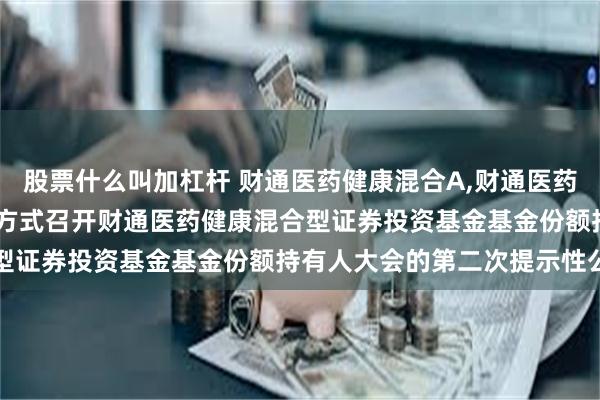 股票什么叫加杠杆 财通医药健康混合A,财通医药健康混合C: 关于以通讯方式召开财通医药健康混合型证券投资基金基金份额持有人大会的第二次提示性公告